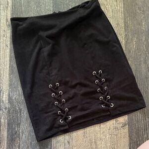 Nameless Black Lace-Up Mini Skirt
